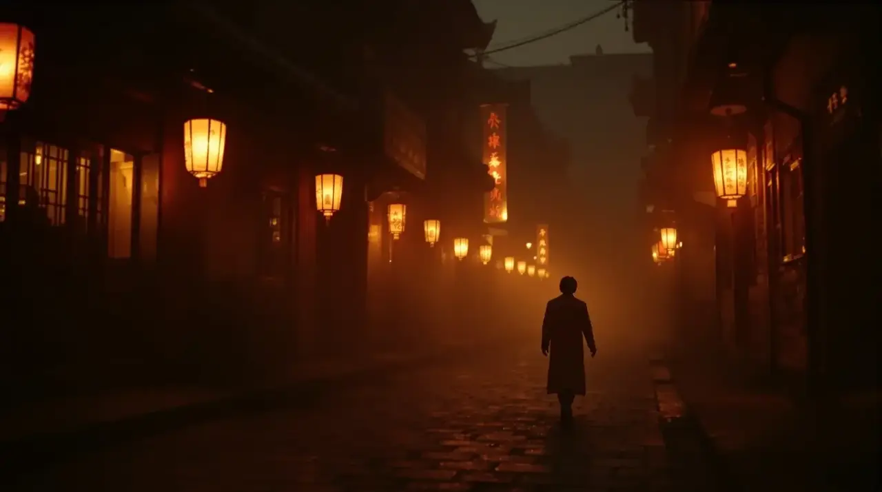 深巷灯笼舞台追光氛围主视觉